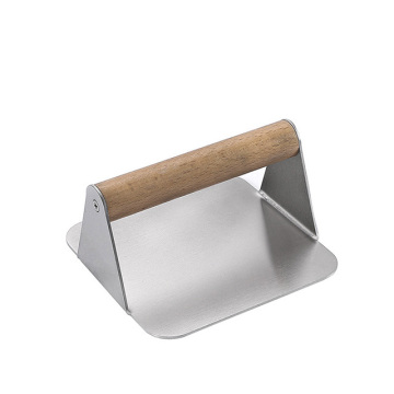 China Factory Kustom Stainless Steel Square Wood Handle Hamburger Meat Press