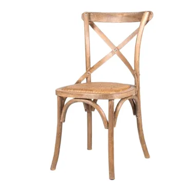 High Quality Natural Oak Wood Rattan Cross Back Cafe Chair