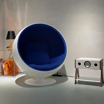 Foshan Furniture Manufacturer Lounge Egg Chair - Fiberglass Upholstered Round Ball Pod Chair