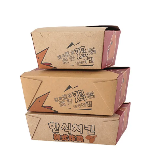 Custom Biodegradable Lunch Boxes for Fried Chicken Takeout and Fast Food Packaging