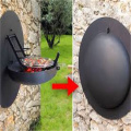 Wall-mounted Retractable Steel Fire Pit Barbecue Grill