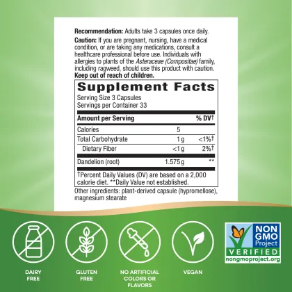 Diuretic Dandelion Root Diuretic Herb Vegetarian Capsules