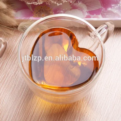 Heart shaped transparent tea cup, love heart tea cup gifts for couples