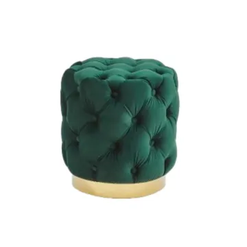 Modern Fabric Footstool Round Stool Ottoman Pouf