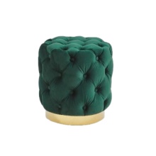 Modern Fabric Footstool Round Stool Ottoman Pouf