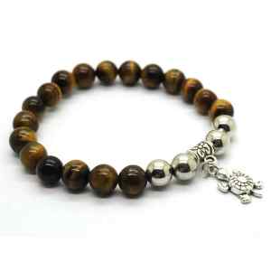 Natural Tiger Eye Bracelet Gemstone Beads jewelry alloy pendants