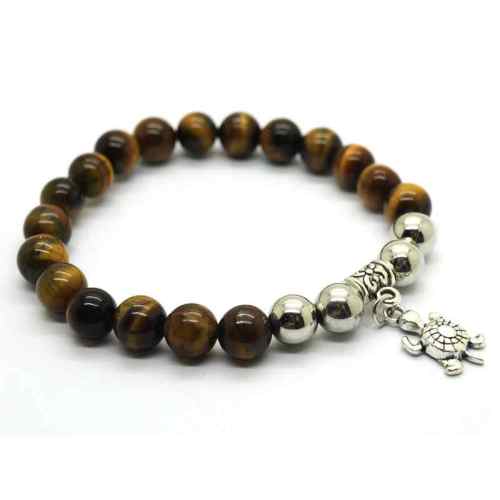 Natural Tiger Eye Bracelet Gemstone Beads jewelry alloy pendants