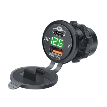 45W Type-C Quick Charge 3.0 Car Charger with LED Voltmeter