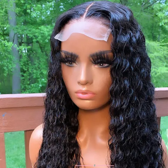 Wholesale Cheap Water Wave Raw Indian Virgin Human Hair Hd Full Transparent Lace Front Wig 4X4 Lace Closure Wig For Black Women