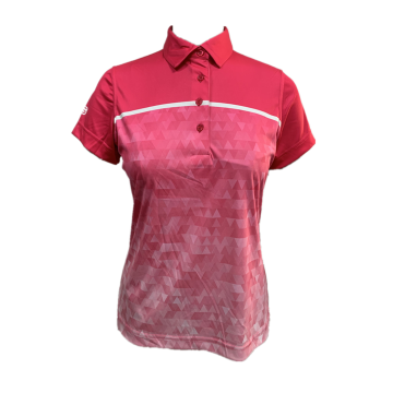 Ladies knit digital print short sleeve polo shirt