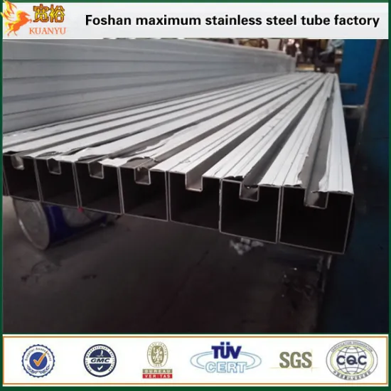 304 special type ERW stainless steel single slot pipes for glass fitting