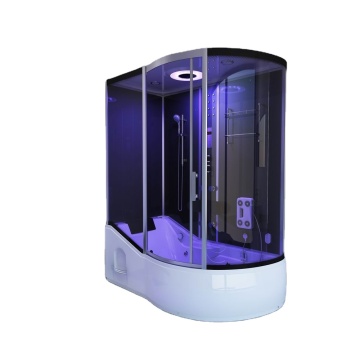 Frameless Modern Square Sliding Shower Cabin with Tempered Glass and Whirlpool Functions