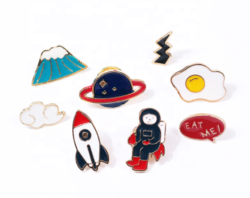 Glitter Astronaut Spaceship Rocket Enamel Pin - Personalitysoft