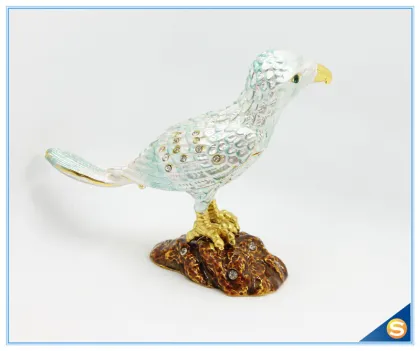 Lark Bird Shape Metal Craft Enamel Pewter Trinket Box