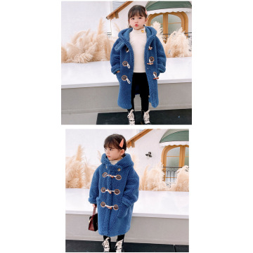 Kanak-kanak Cashmere Coat Girls &#39;Mid Panjang Fesyen Coat