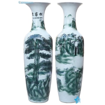 Chinese Antique Floor Ceramic Pine Trees Pattern Porcelain Vase for Office & Hotel Decoration