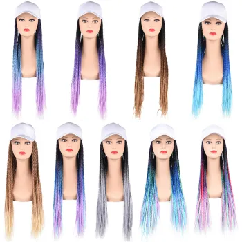 Julianna Hair Quality Synthetic Cow Boy Hat Women Braided Wig Hats Wigs Hair Extensions For Black Women