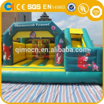 Kids Inflatable Jumping Castles , Robin Hood theme Inflatable bouncy castle with slide