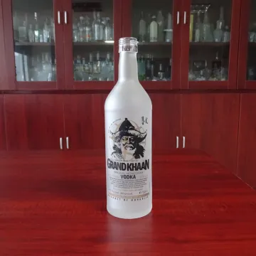 liquor white relief screw cap empty glass bottle frosted bottle 750 ml