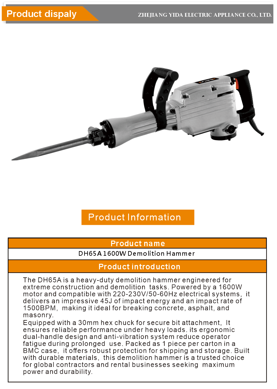 High Power Demolition Hammer