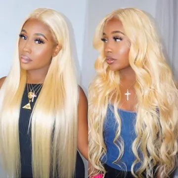 Human Hair Virgin Brazilian Wigs 13X6 Transparent Lace Blond 613 Frontal Wig