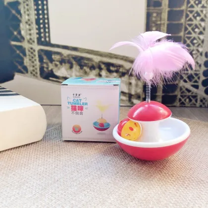 MOFESIPI Cat Toy Feather Bell Tumbler Teasing Stick