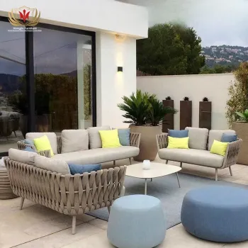 HJ HOME Luxury Patio Furniture Set: Outdoor Lounge and Garden Sofa Collections with Aluminum Frame and Rope Woven Design