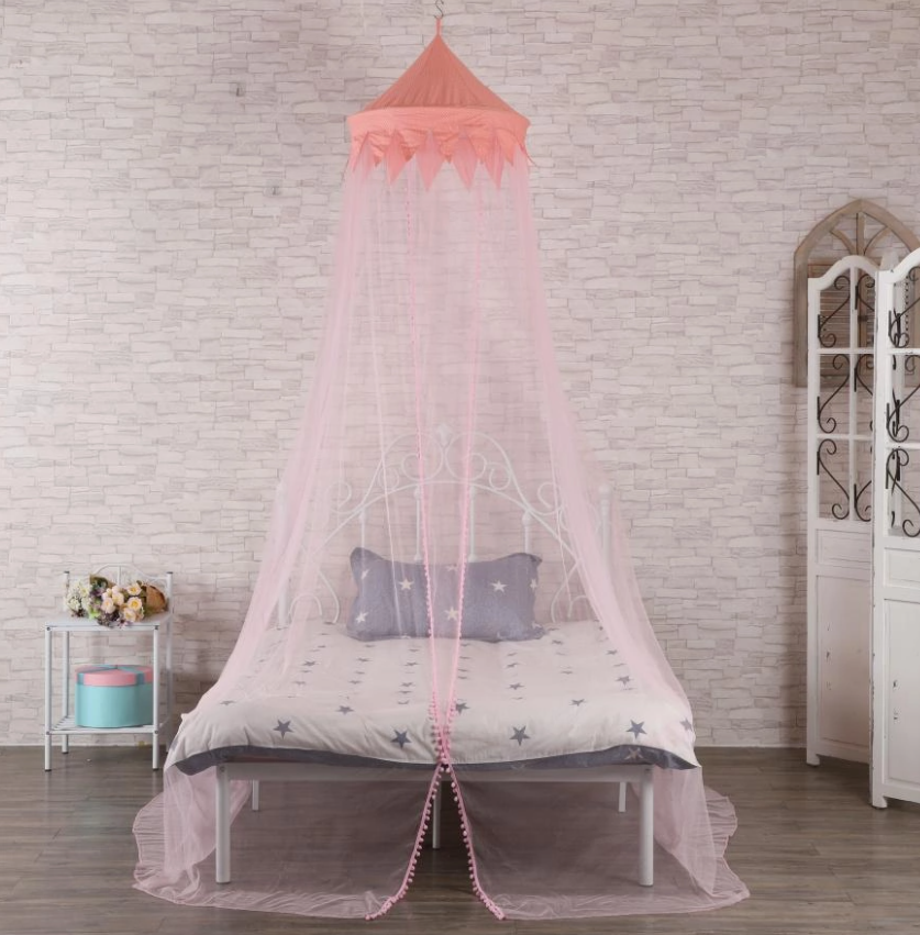 Pink dome mosquito net for single bed