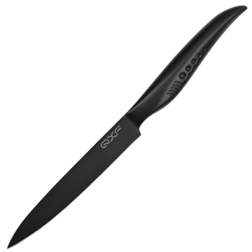 QXF Shark Serie 5 Zoll schwarz beschichtete Utility -Messer - Super scharfe Obstmesser mit hohlen Griff