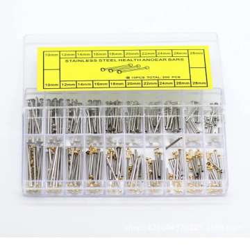 1.30mm Diameter Watch Band Screw Assortment: 10-28mm, 200PCS Friction Pin Clasp Bracelet Rivet End Screw Set