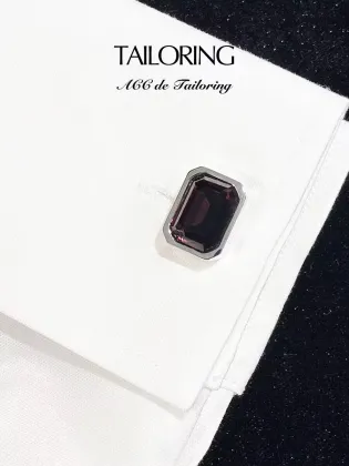 Octagonal Burgundy Red Crystal Cufflinks
