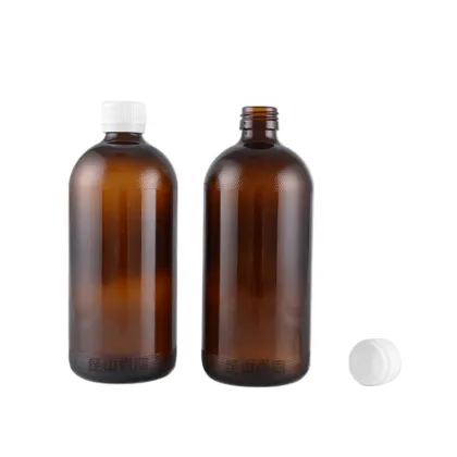 Laboratory Amber Glass Bottle 550ml with Screw Cap for Chemical Reagents