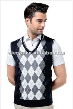 men's diamond pattern cotton vest/sleeveless sweater