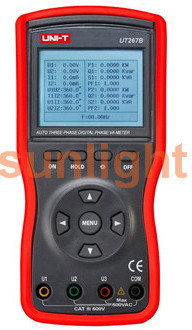 Digital Three Clamp Phase Meter, Multi-meter, Datalogger, RS232, UT267B