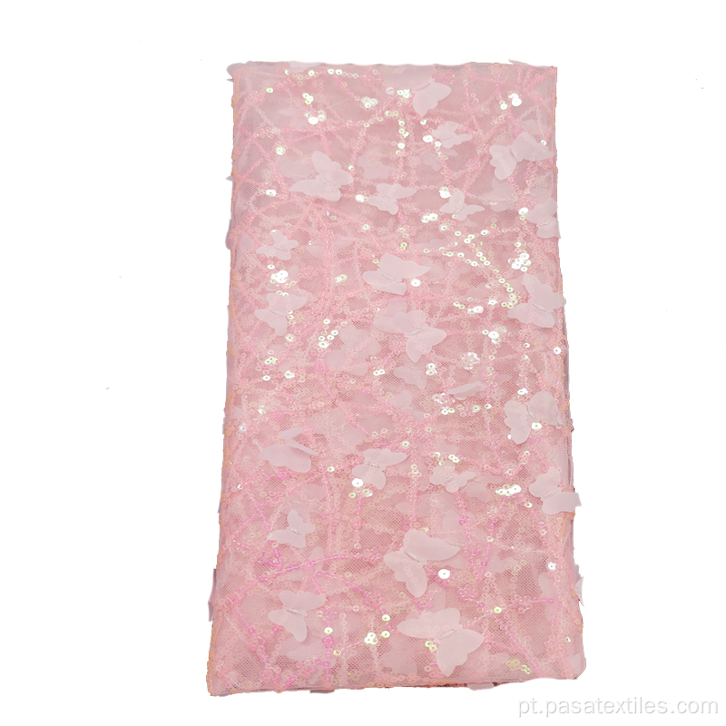 tecido de lantejoulas multicolor rosa de luxo