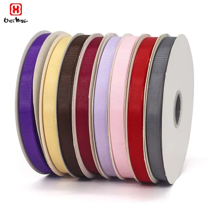 Wholesale 100% Polyester Solid Color Grosgrain Ribbon - Custom Print Gift Ribbon with Logo