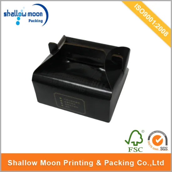 Matt black cake packaging paper box with handle