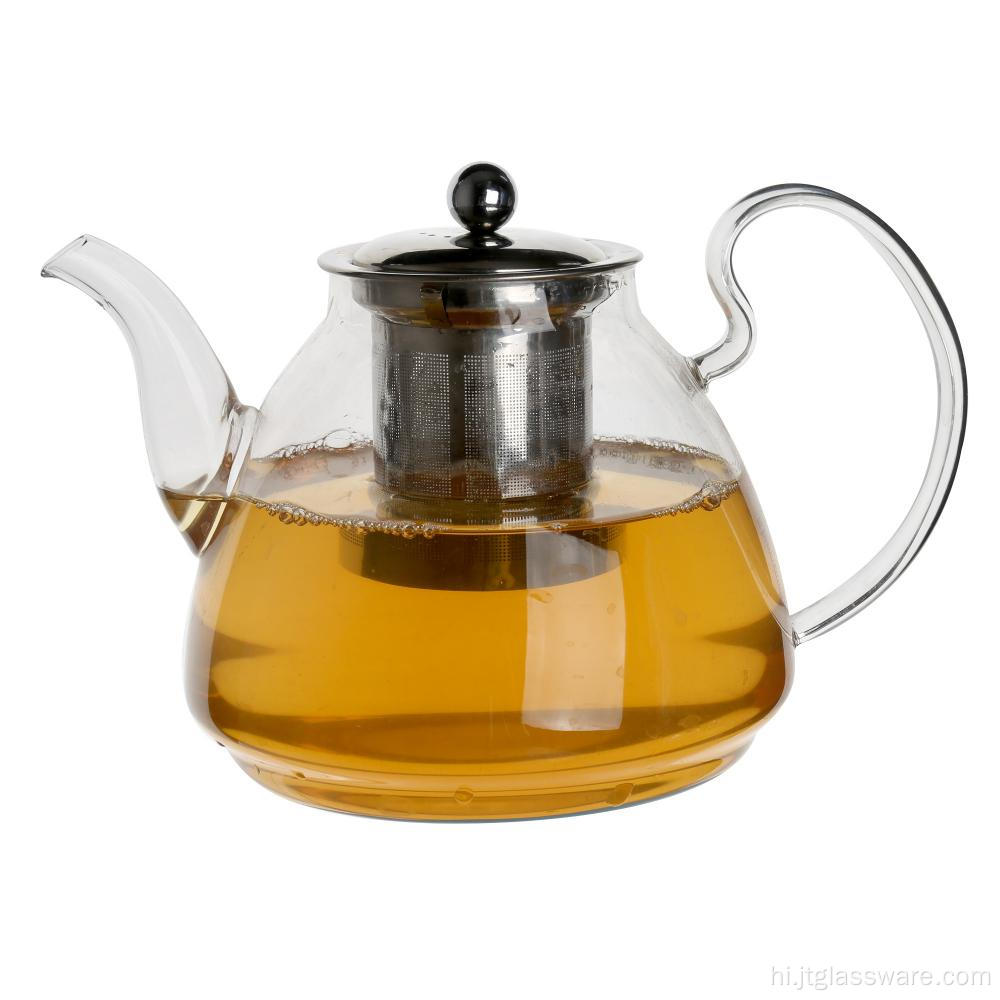 चाय बनाने के लिए हस्तनिर्मित बोरोसिलिकेट ग्लास चायदानी