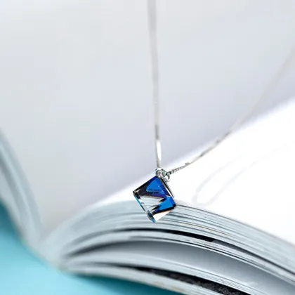 Jufeng Sterling Silver Crystal Necklace - Light Luxury Female Design