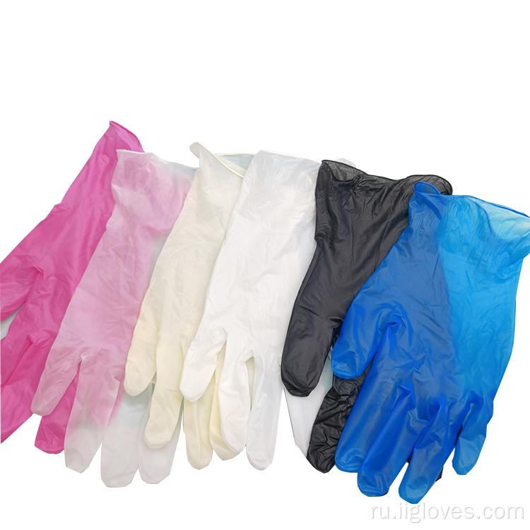 Синие / прозрачные / черные виниловые перчатки одноразовые перчатки