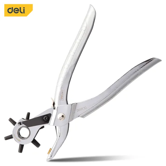 Deli DL1919C tools ergonomic handle leather craft hole metal revolving brass punching pliers deli tools