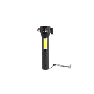 4-in-1 Multi-Function Emergency Car Safety Tool: Hammer, USB Charger, Cutting Knife, and Zoomable LED Flashlight