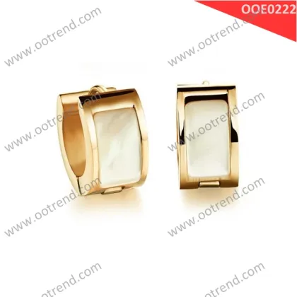 double sided earrings women rose golden color stianless steel earrings