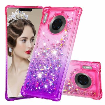 Four Corners Anti-fall Liquid Graded Glitter Quicksand Phone Case for Huawei Mate 30 Pro/Mate 30 Lite