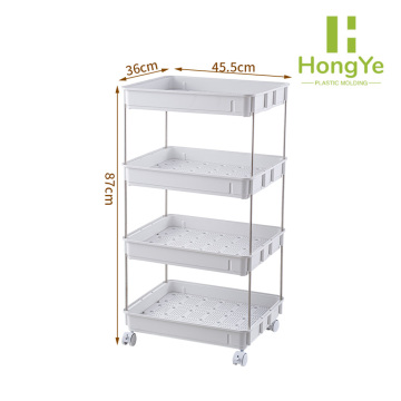 Organizador de almacenamiento multiusos con ruedas, color blanco, de 4 niveles