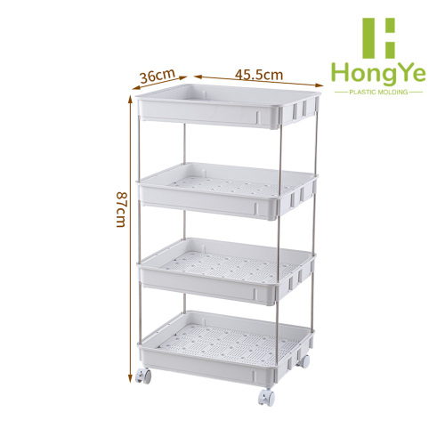 Organizador de almacenamiento multiusos con ruedas, color blanco, de 4 niveles