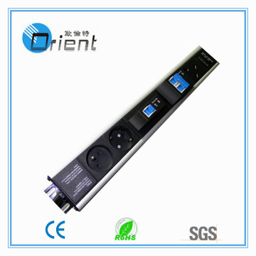 German PDU with 1p circuit breaker and 2p circuit breaker and current dislay for power distribution unit