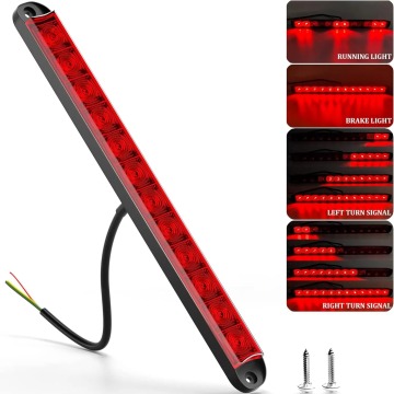 16\" 12 Red LED Trailer Tail Light Bar with Sequential Turn Signal and Running Marker Rear Amber Lights