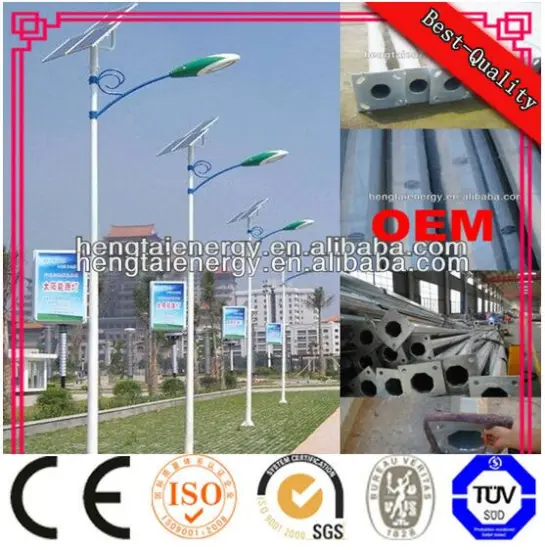 009 HT/OEM Rustproof Galvanized Solar Street Light Pole For Outdoor Lighting
