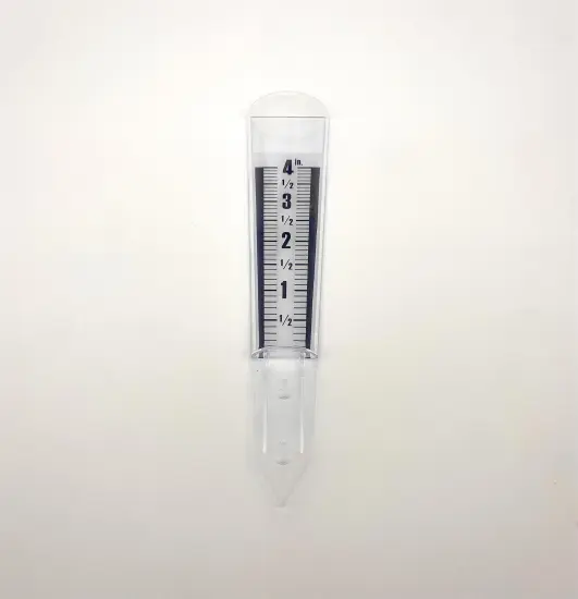 Plastic Casing Rain Gauge with Grain Silo Thermometer and Logo Imprint on Scale Board